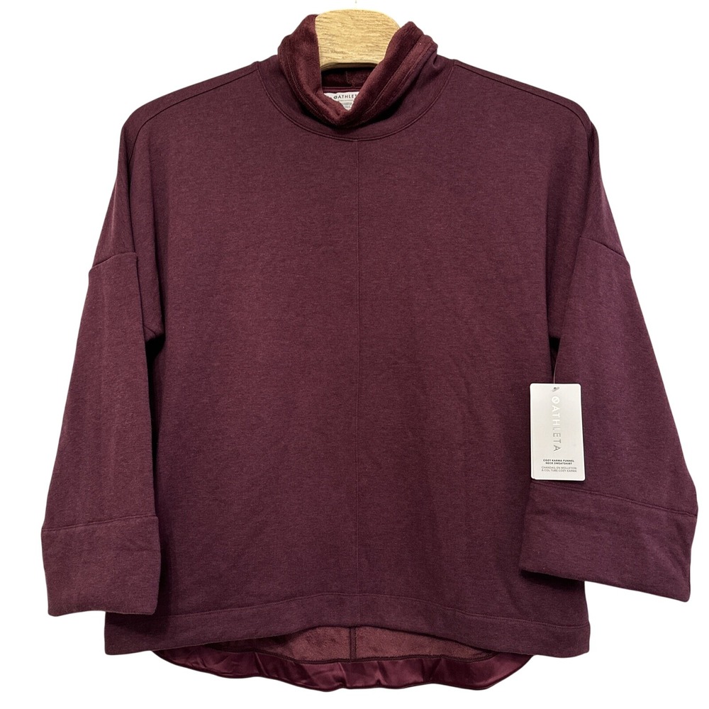 NEW Athleta Womens XL Spiced Cabernet Heather Cozy‎ Karma Funnel Neck Sweatshirt